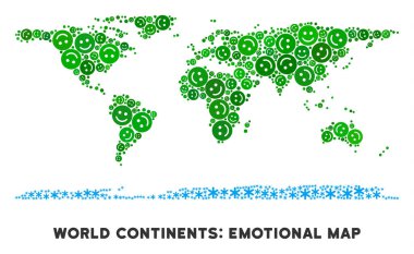 Vektör mutluluk dünya kıta harita kolaj gülümsüyor