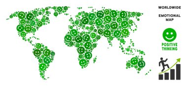 Vektör mutlu dünya harita kolaj gülümsüyor