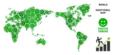Vektör mutluluk dünya harita kolaj gülümsüyor