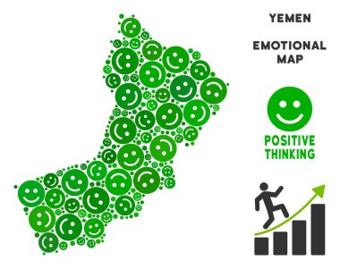 Vektör sevinç Yemen harita kompozisyon gülümsüyor