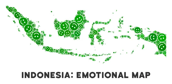 矢量喜悦印尼地图拼贴微笑 — 图库矢量图片