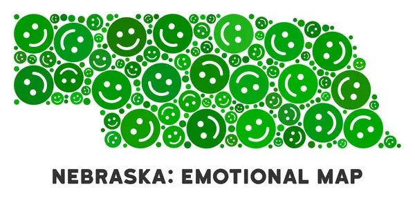 Vektör mutlu Nebraska eyalet harita kompozisyon suratlar