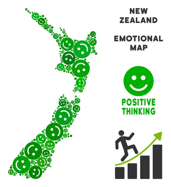 Vektör sevinç Yeni Zelanda harita kolaj suratlar