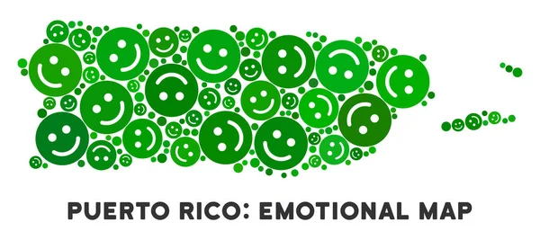 Vector Happiness Porto Rico Mappa Mosaic of Smileys — Vettoriale Stock