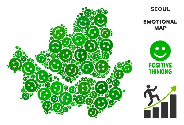 Vektör sevinç Seoul City harita kompozisyon suratlar