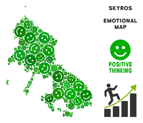 Vektör mutluluk Skyros Yunan Adası harita kolaj gülümsüyor