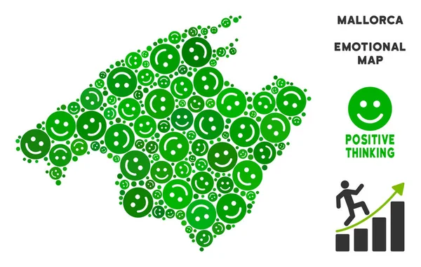 Vektör mutluluk İspanya Mallorca ada harita kompozisyon suratlar