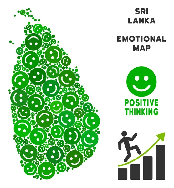 Vektör mutlu Sri Lanka ada harita kompozisyon gülümsüyor