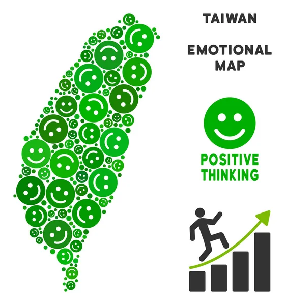 Vektör mutluluk Tayvan Adası harita kolaj suratlar