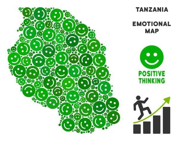 Vektör mutlu Tanzanya Haritası kompozisyon suratlar