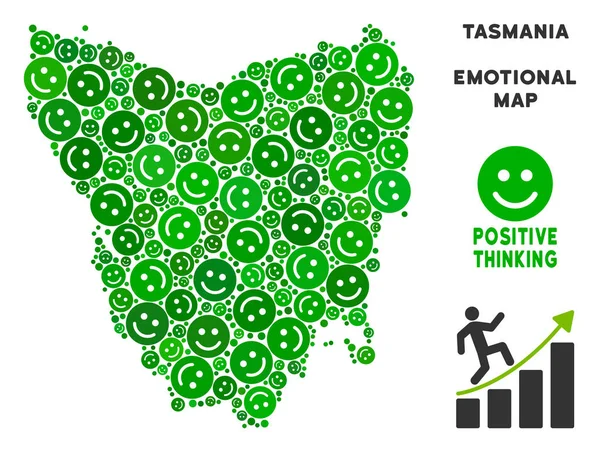 Vektör sevinç Tazmanya Adası harita kompozisyon gülümsüyor