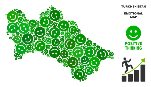 Vektör mutluluk Türkmenistan harita mozaik gülümsüyor