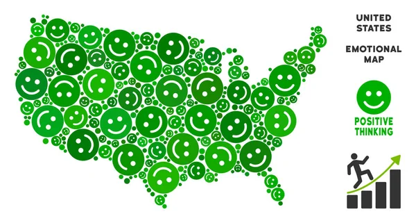 Vektör mutluluk ABD harita mozaik gülümsüyor