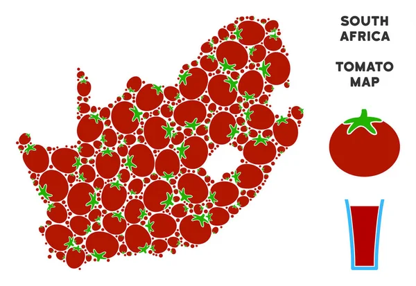 Νότια Αφρικανική Δημοκρατία χάρτη κολάζ από ντομάτα — Διανυσματικό Αρχείο