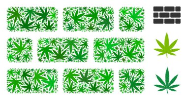 Tuğla duvar kolaj ot yaprağı