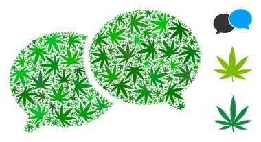 Sohbet mozaik ot çeşitli ebat ve yeşil tonlar bırakır. Vektör düz çimen yaprakları sohbet mozaik düzenlenir. Bitkisel vektör çizim.