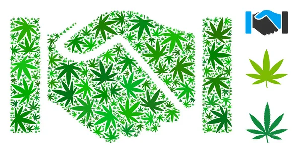 Adquisición Handshake Collage de Cannabis — Vector de stock