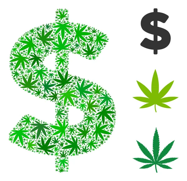 Dólar estadounidense Mosaico de Cannabis — Vector de stock