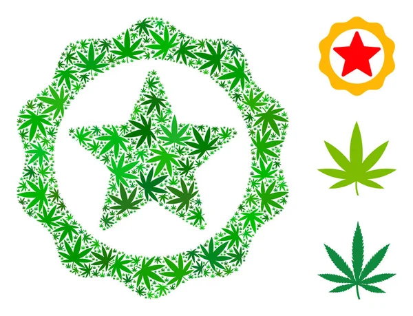 Premio Star Seal Mosaico di Marijuana — Vettoriale Stock
