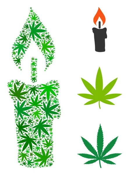 Composición de la vela de cannabis — Vector de stock