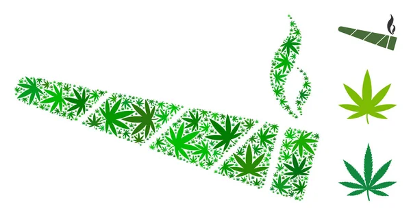 Cannabis Cigarette Mosaïque de feuilles d'herbe — Image vectorielle