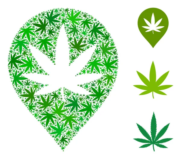 Kannabisz megjelenítése Marker mozaik kender levelek — Stock Vector