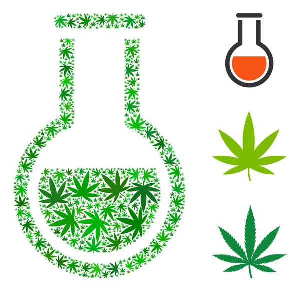Recipiente químico Mosaico de Marihuana — Vector de stock
