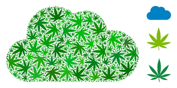 Nube Collage de hojas de cáñamo — Vector de stock