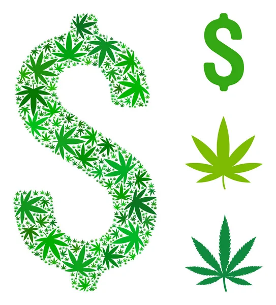 Dollar Mosaic of Cannabis — Stock Vector