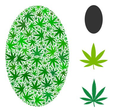 Ot yaprakları ile kolaj dolu elips