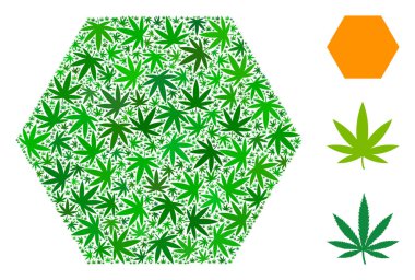 Kenevir yaprak dolu altıgen kolaj