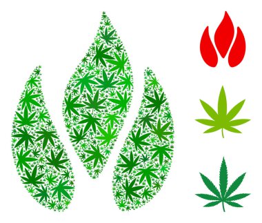 Ot yaprakları ile kolaj ateş