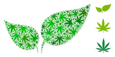 Kenevir yaprak çiçek yaprakları kolaj