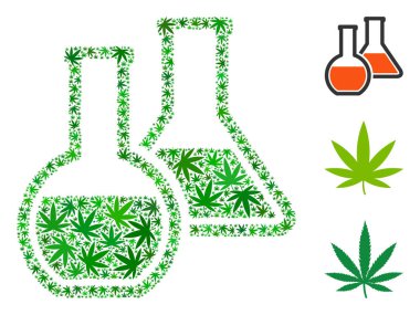 Cam şişeler mozaik kenevir yaprak