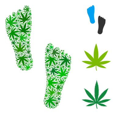 İnsan ayak izleri kolaj otu yaprakları