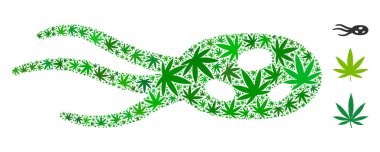 Mikroorganizma mozaik ot yaprağı farklı ebat ve yeşil tonları rahatsız. Vektör düz ot simgeler halinde düzenlenir mikroorganizma mozaik rahatsız. Bitkisel vektör çizim.