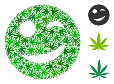 Sevinç Smiley kolaj kenevir yaprak