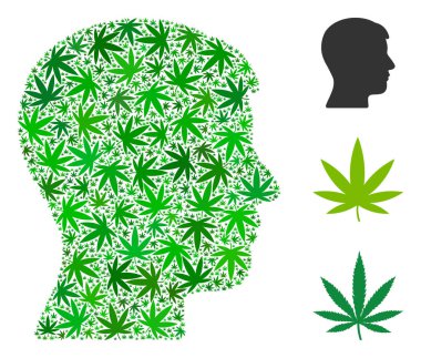 Adam baş kolaj kenevir yaprak profil