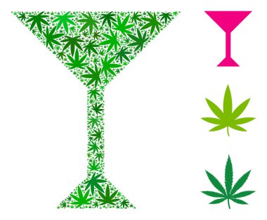 Martini cam mozaik kenevir yaprak