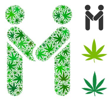 Kişi el sıkışma mozaik ot yaprağı