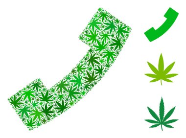 Telefon alıcı kolaj kenevir yaprak