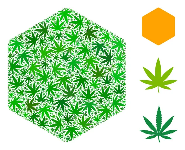 Filled Hexagon Composition of Marijuana — Stock Vector
