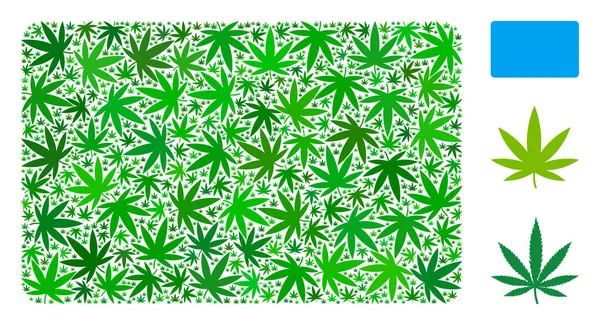 Rectangle rempli Collage de feuilles de mauvaises herbes — Image vectorielle