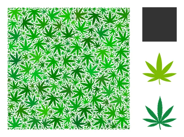 Composición cuadrada llena de cannabis — Vector de stock