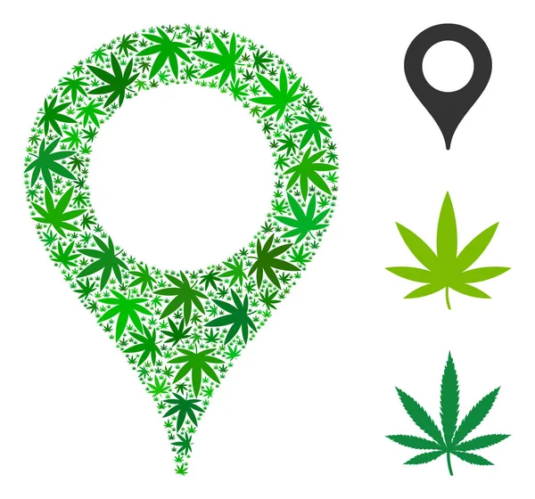 Kaart Marker mozaïek van marihuana — Stockvector