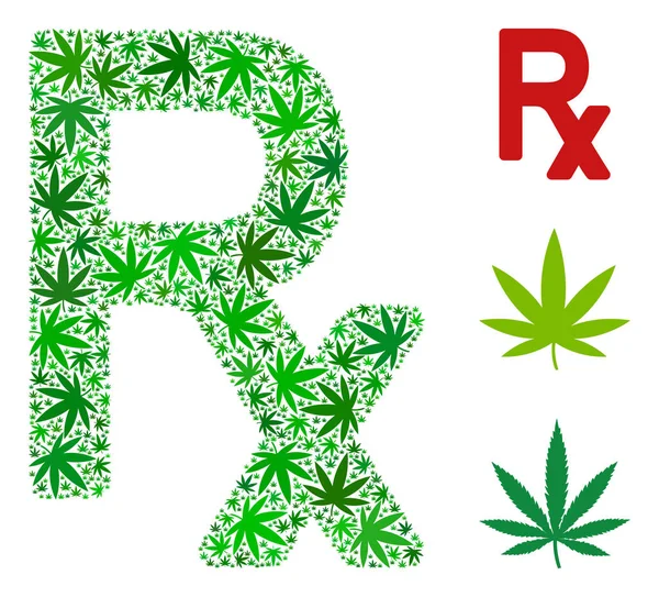 RX sembolü mozaik kenevir yaprak — Stok Vektör