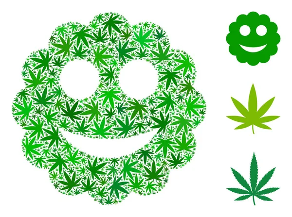 大麻的微笑贴纸成分 — 图库矢量图片