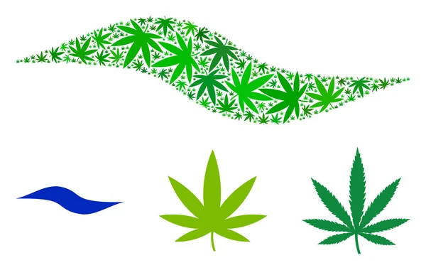 Collage de Ondas de Cannabis — Vector de stock