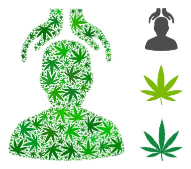 Psikiyatri eller mozaik kenevir yaprak