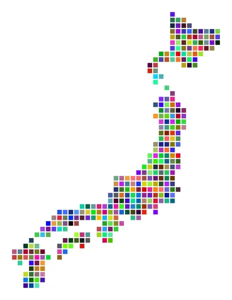 Multi färgade Dot Japan karta — Stock vektor